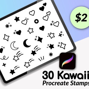 30 Kawaii Procreate Brushes / Procreate / Brushes / Procreate Stamp / Kawaii / Cute