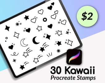 30 Kawaii Procreate Brushes / Procreate / Brushes / Procreate Stamp / Kawaii / Cute