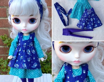 Clothes for Blythe, dress, pinafore, tights, scarf