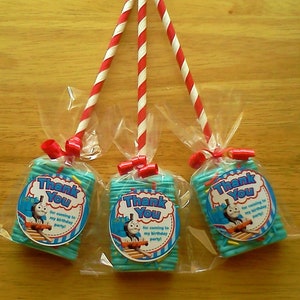 Thomas The Train Themed Chocolate Covered Rice Krispies Treats w/ Sticks - 1 Dozen