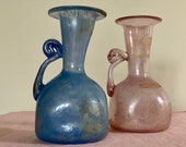 PAOLO ROSSI VENEZIA Vase Set of 2 Vintage Glass Vase, Vintage Roman Amphora, Made in Italy, Minimalist Home Decor, Table Decor Pink Vase Jug