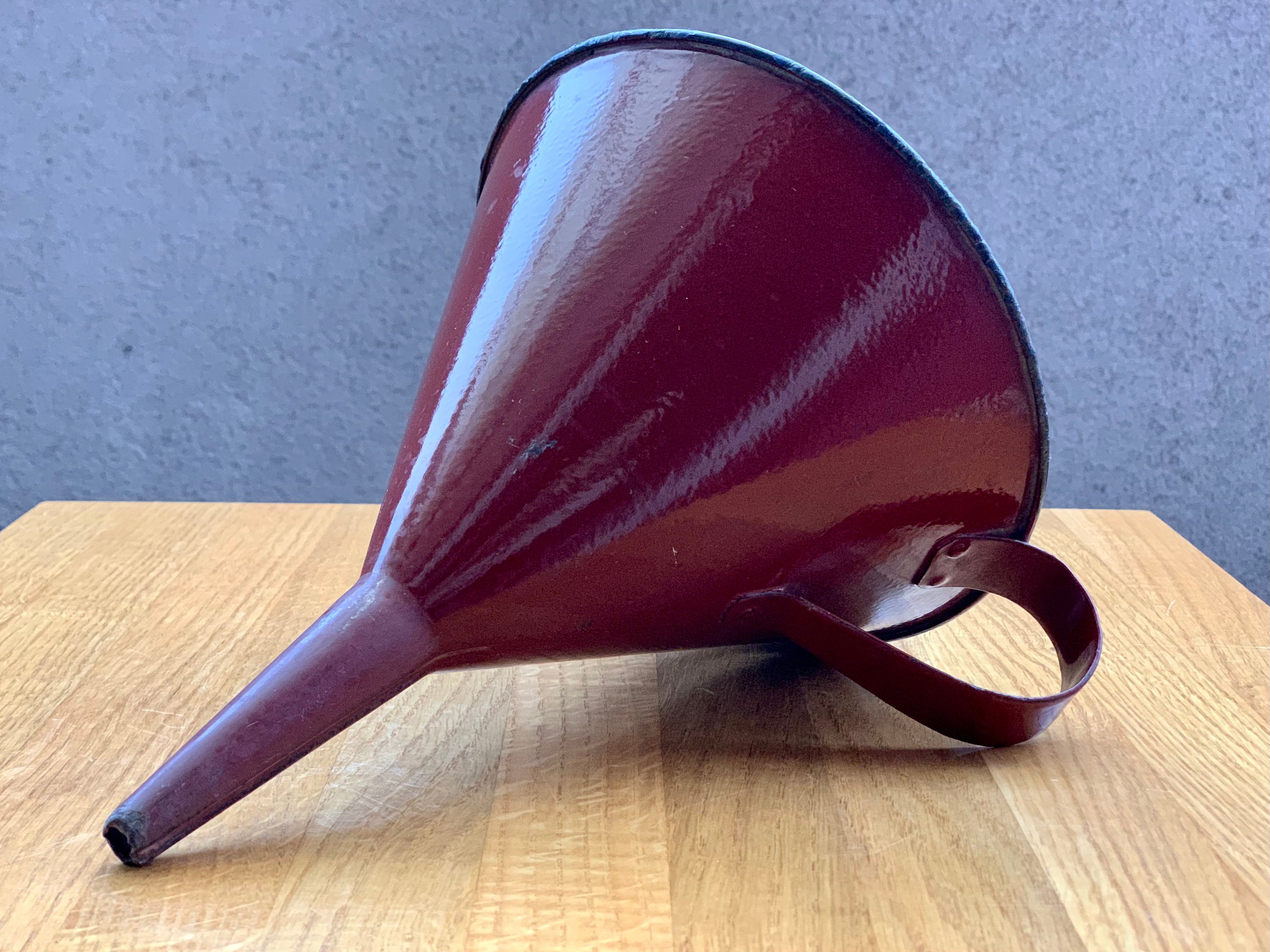 Large Vintage Brown Enamel Funnel Grey Inside Graniteware Etsy UK