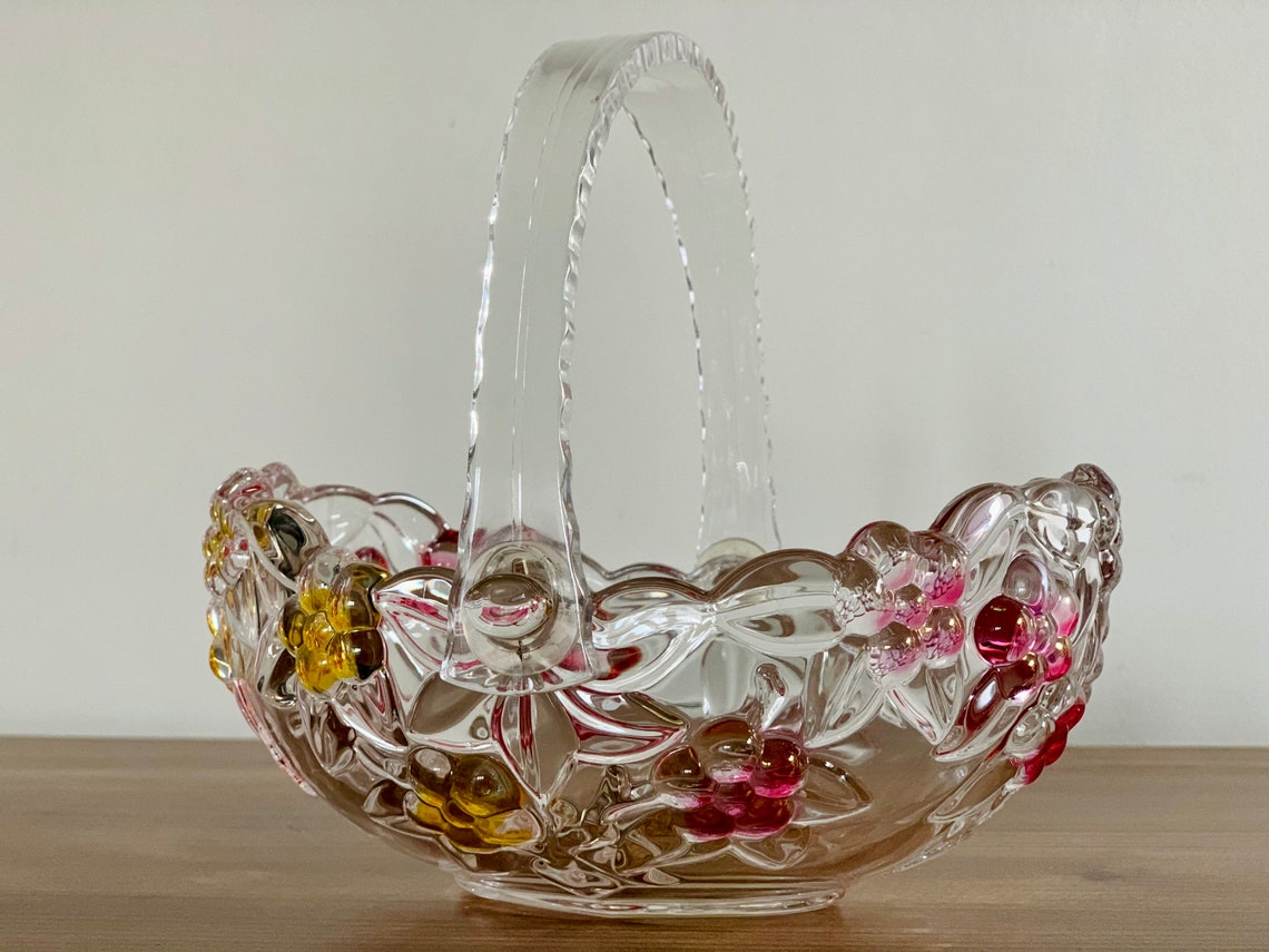 Vintage Walther Glas Crystal Basket Bowl Crystal Glass Basket Etsy