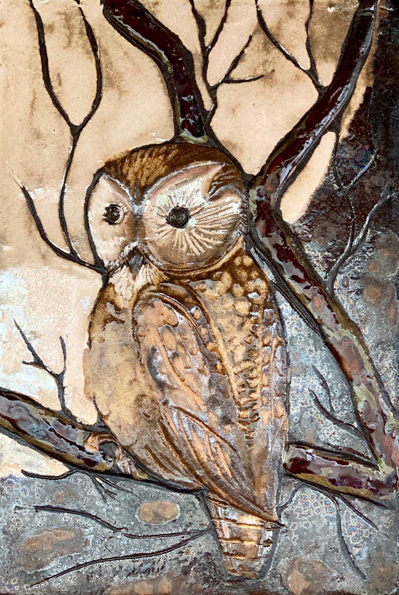 Ceramic Owl Wall Decor Clay Art Large Ceramic Picture Owl in Etsy