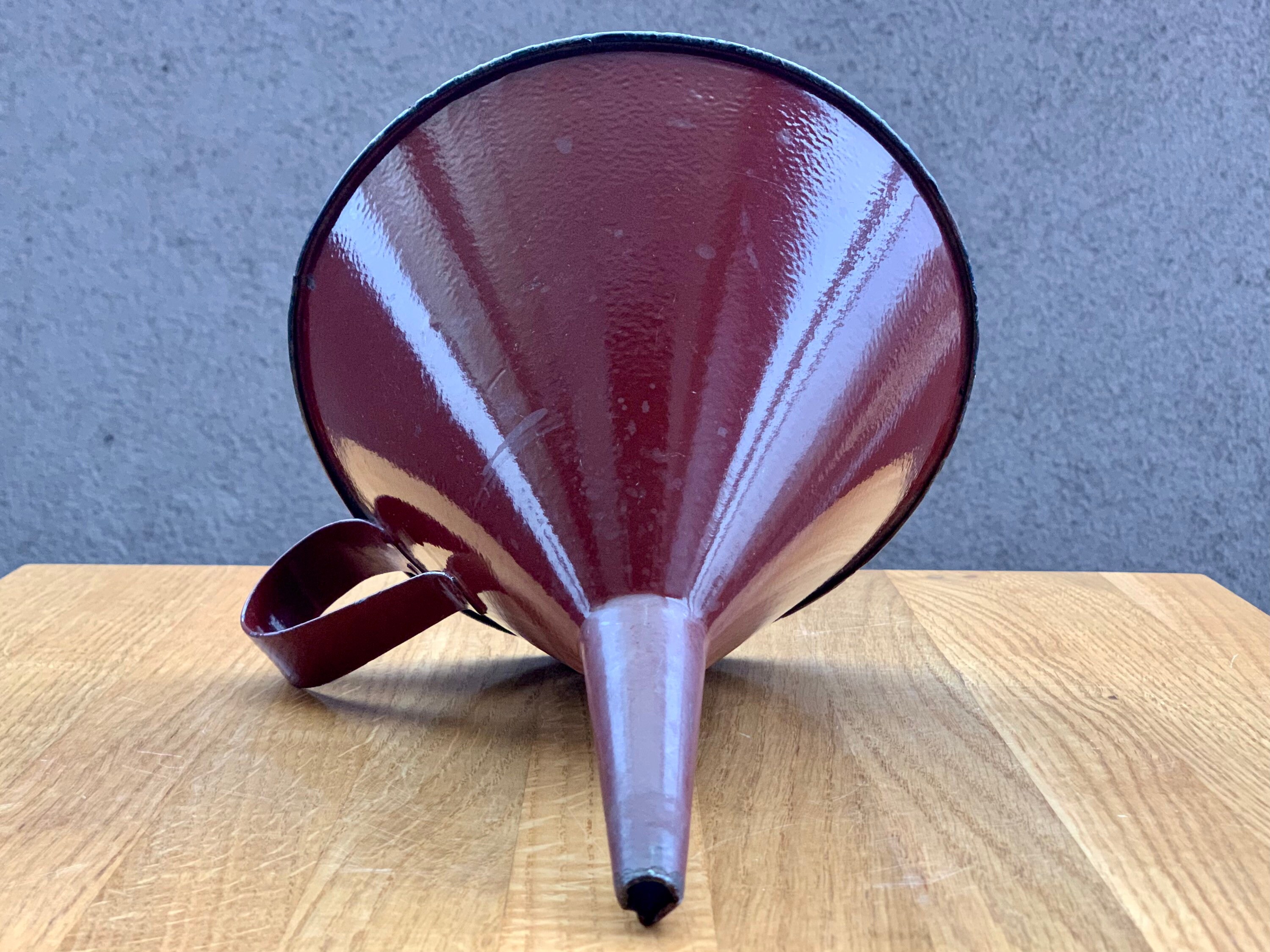 Large Vintage Brown Enamel Funnel Grey Inside Graniteware Etsy UK