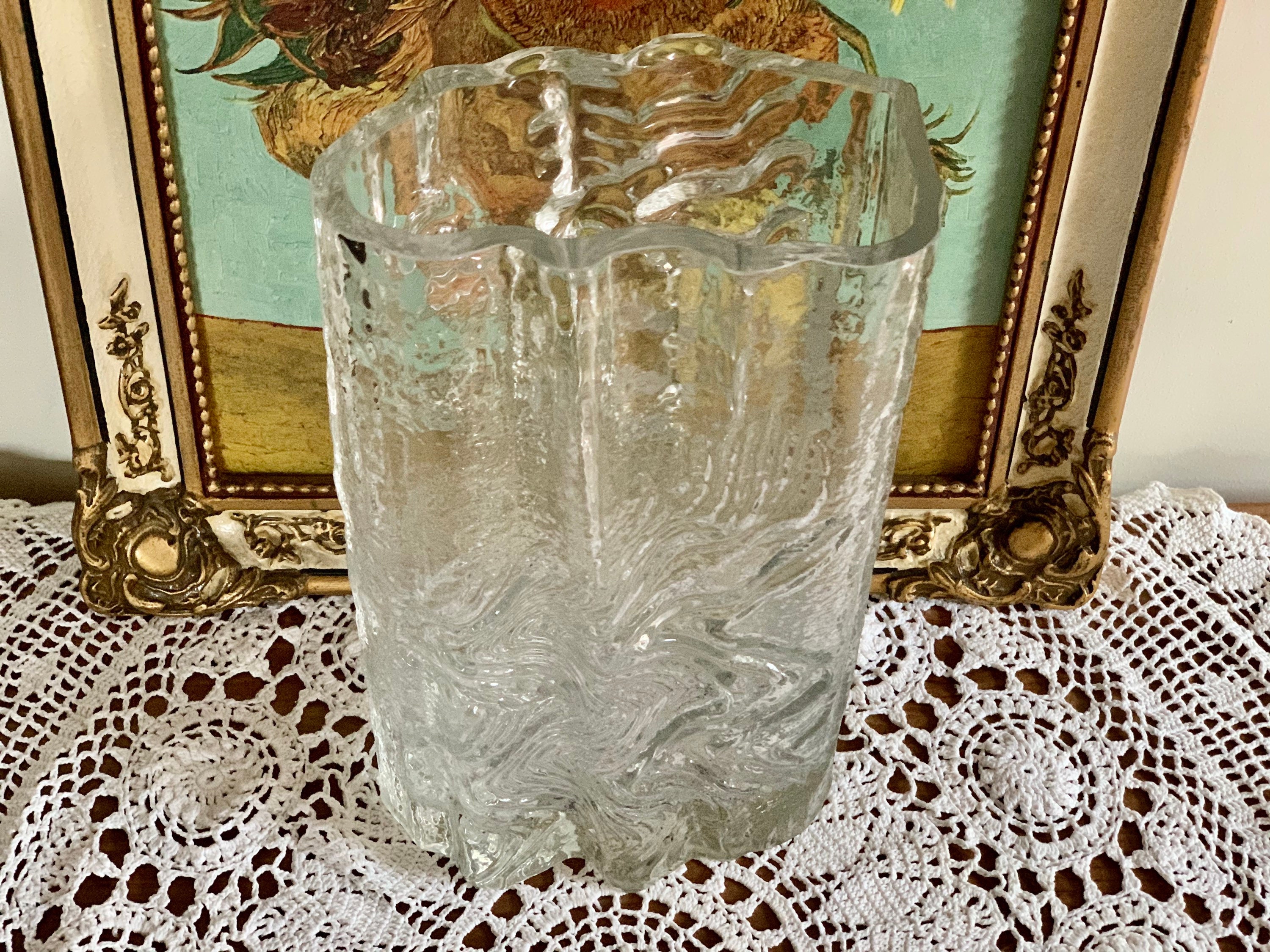 Large Rosenthal Ice Glass Vase Art Glass Germany 1960s Glass Etsy