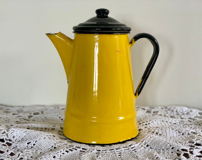 Vintage Yellow Enamel Coffee Pot/pitcher Farmhouse Yellow Etsy