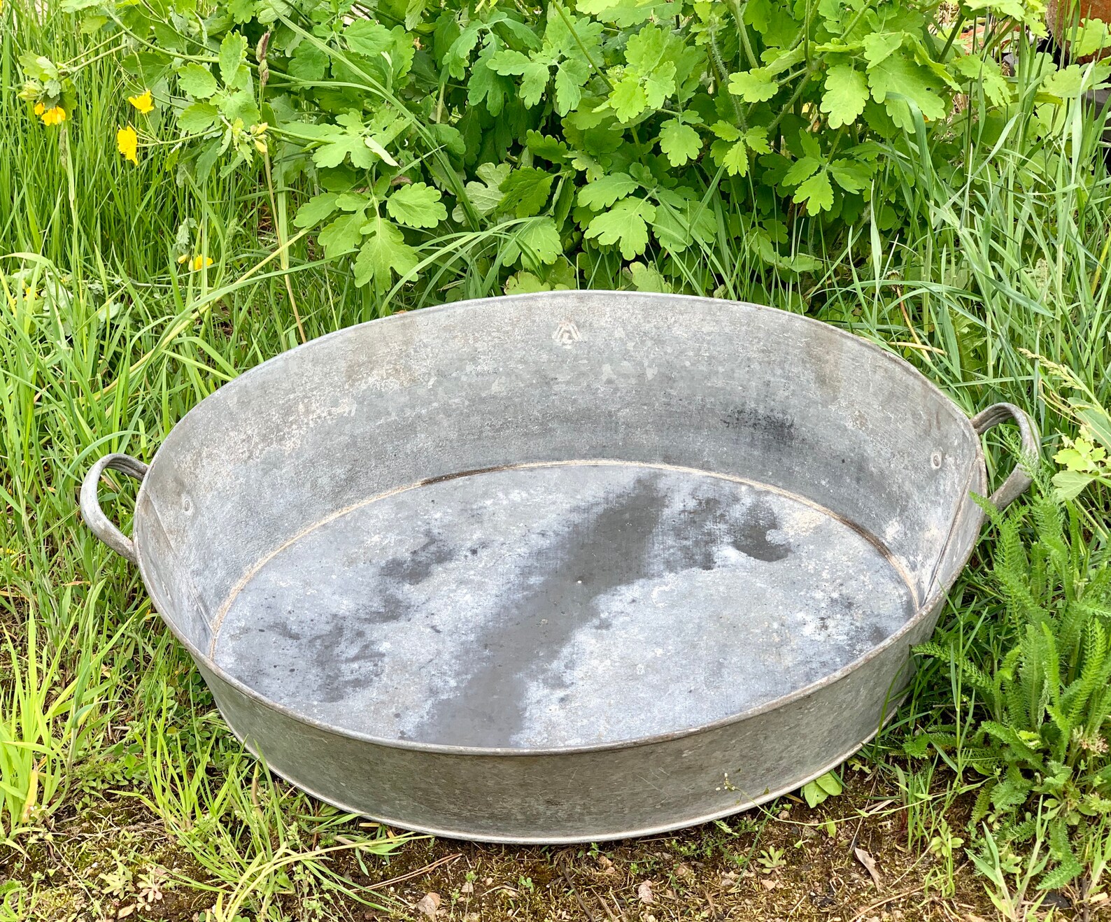 Vintage Zinc Laundry Basin with Handles Oval Metal Basin Etsy