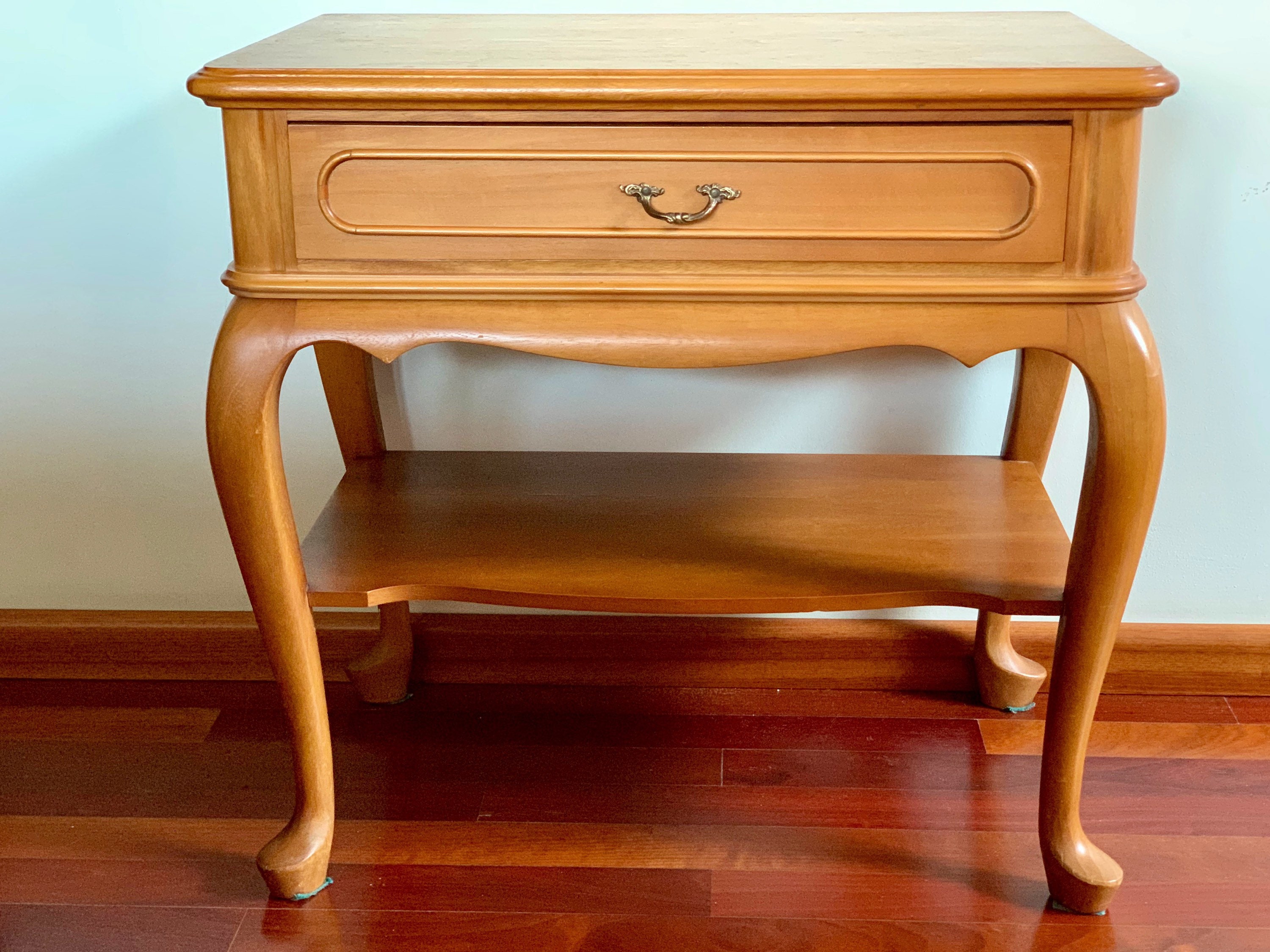 Vintage Wooden Night Stand with Drawer Natural Solid Wood Etsy