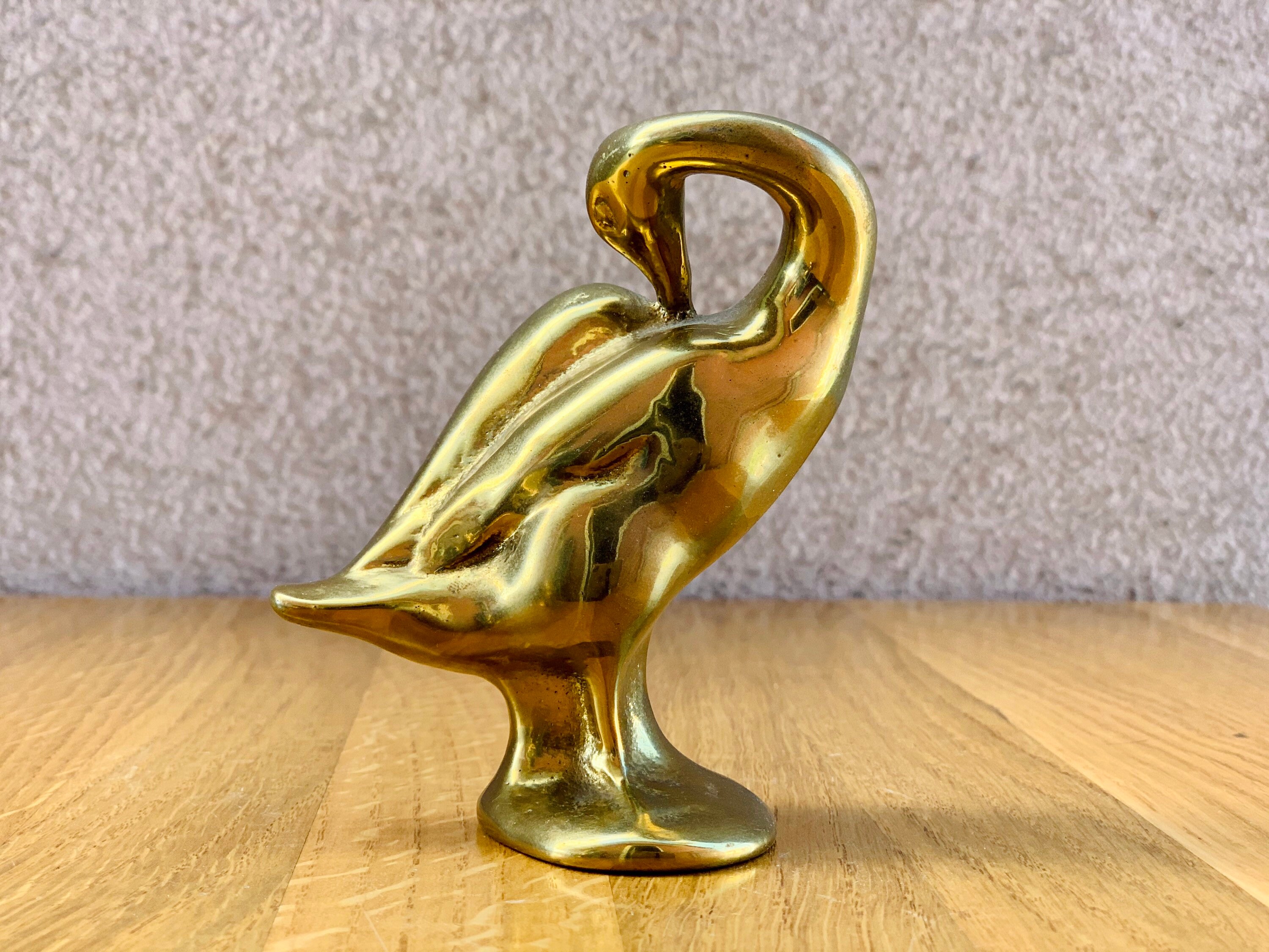 Mid Century Brass Goose Figurine Set of Two Vintage Goose Etsy