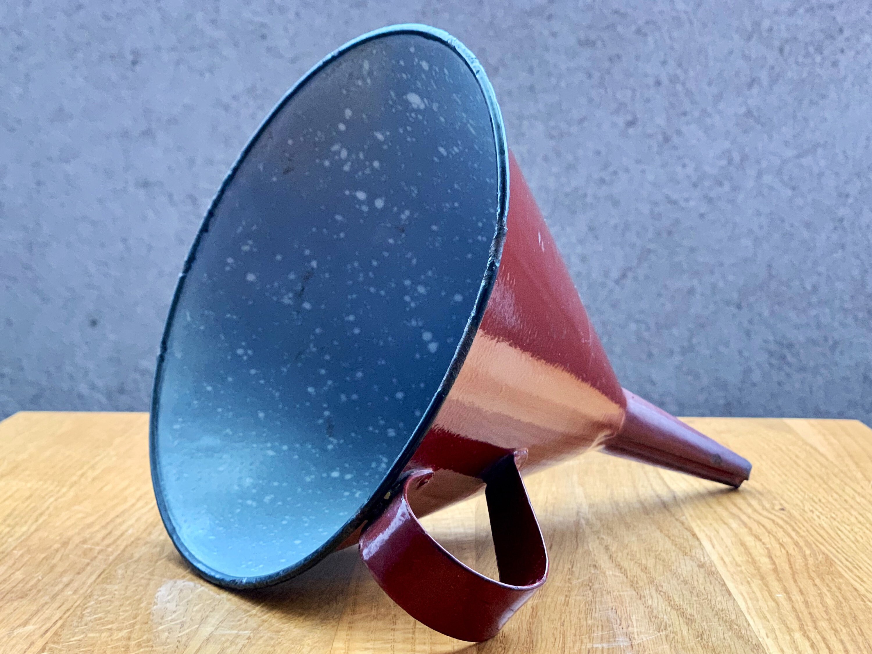 Large Vintage Brown Enamel Funnel Grey Inside Graniteware Etsy UK