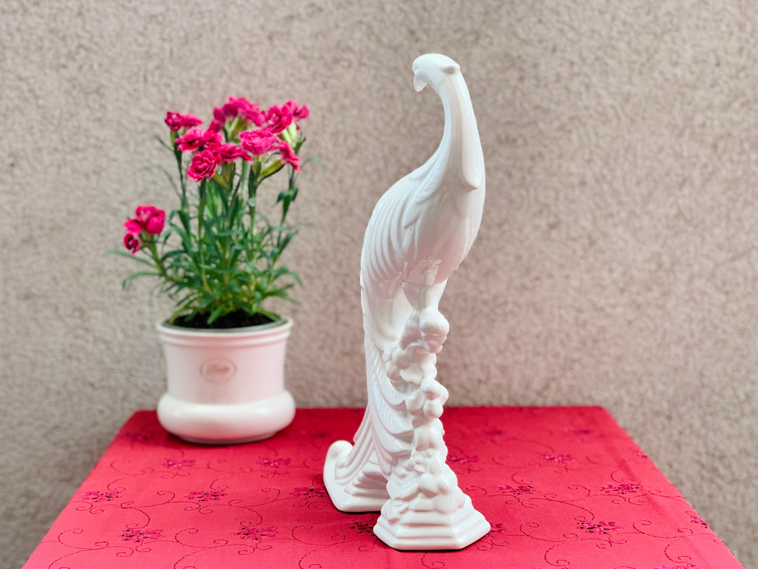 Selten Große Vintage Pfau Figur antike weiße Porzellan | Etsy