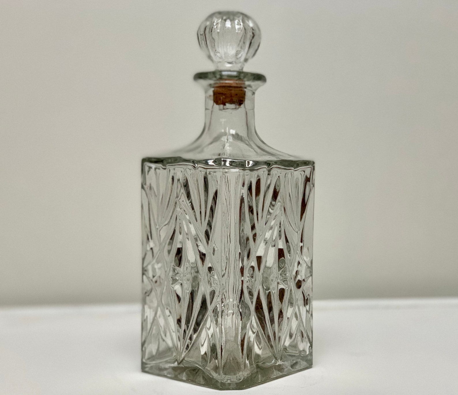 Crystal Carafe Mid Century Crystal Carafe with Stopper Etsy