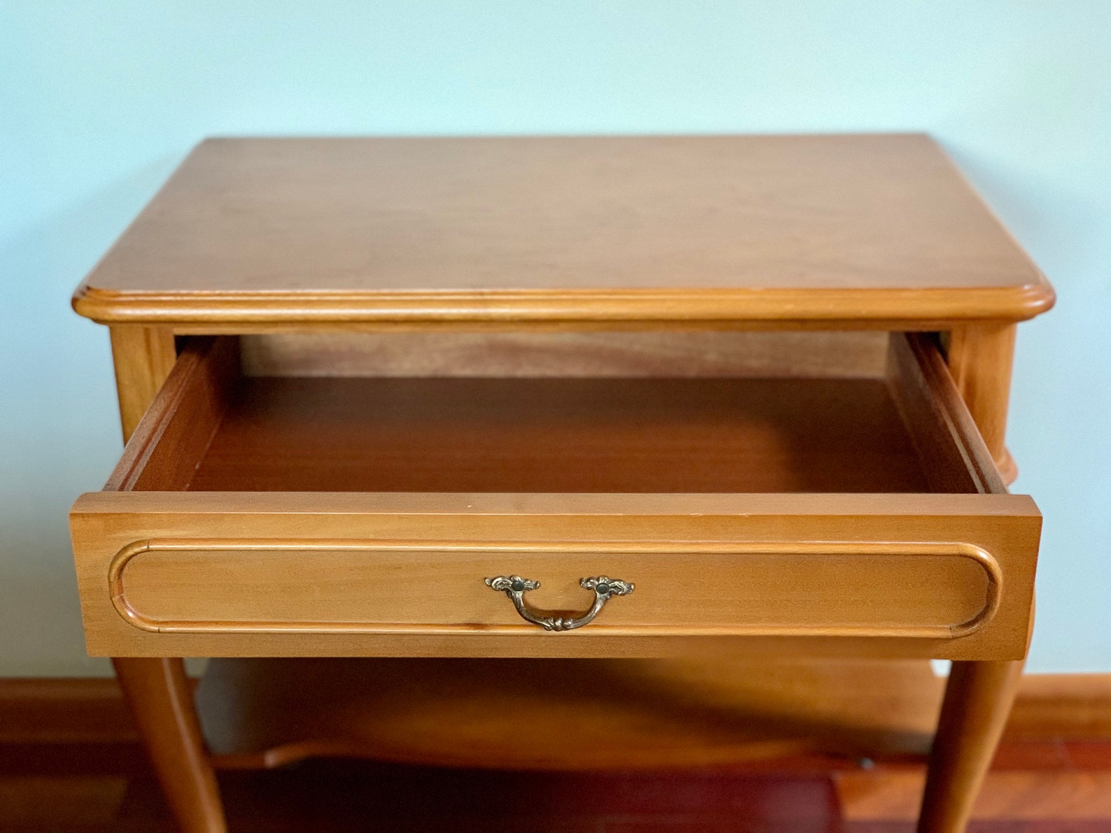 Vintage Wooden Night Stand with Drawer Natural Solid Wood Etsy