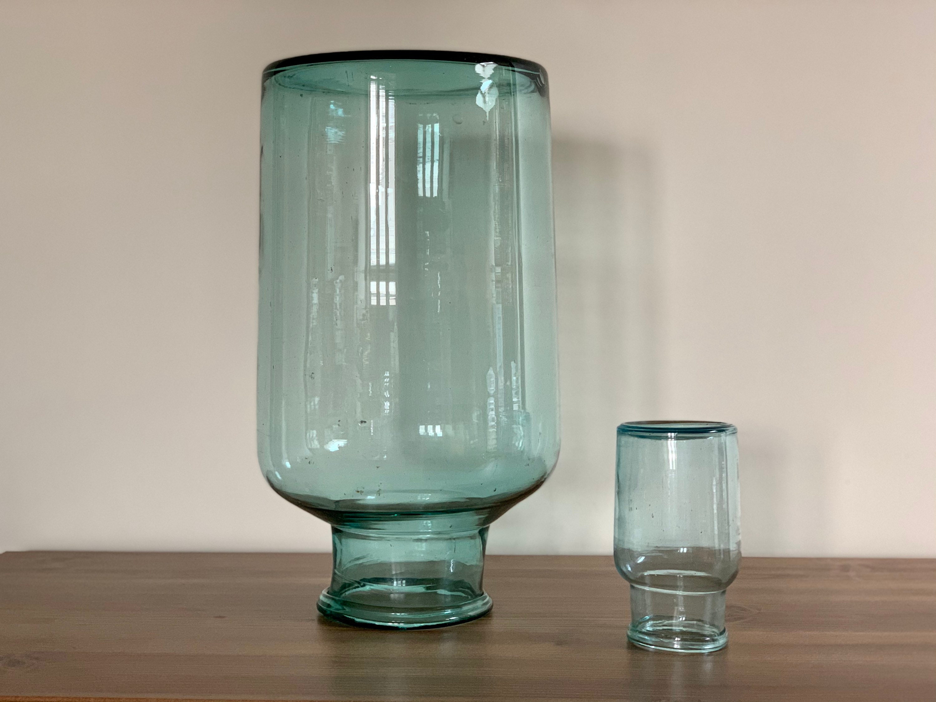 Set of 2 Vintage Aqua Glass Jar Aqua Blue Large Bottle and Etsy