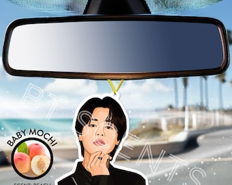 Jimin Inspired Fan Art Air Freshener | Peach Scent Kpop Car Charm (Baby Mochi)