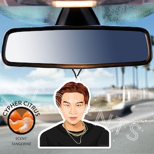Suga Fan-Art Air Freshener | Cypher Citrus Tangerine Scent | KPOP Car Accessory