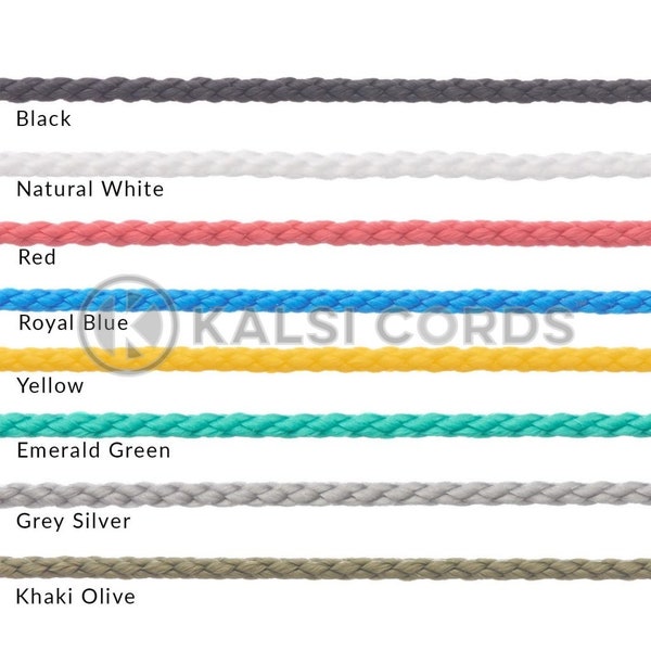 2mm Thin Round Polypropylène Cord - Strong Braided String Type Rope in 8 Colours by Kalsi Cords UK - Made in Britain