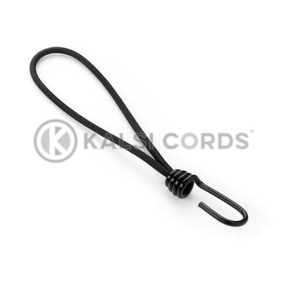 Elastic Metal Hook Loop Tie 5mm Round Bungee Shock Cord in Black Bespoke  Colours & Sizes Available by Kalsi Cords UK Made in Britain -  Canada