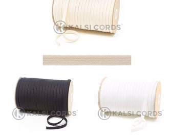 7mm Flat Cotton Tubular Braid Thin Drawstring Draw Cord Organic Biodegradable Environmentally Friendly par Kalsi Cords UK - Made in Britain