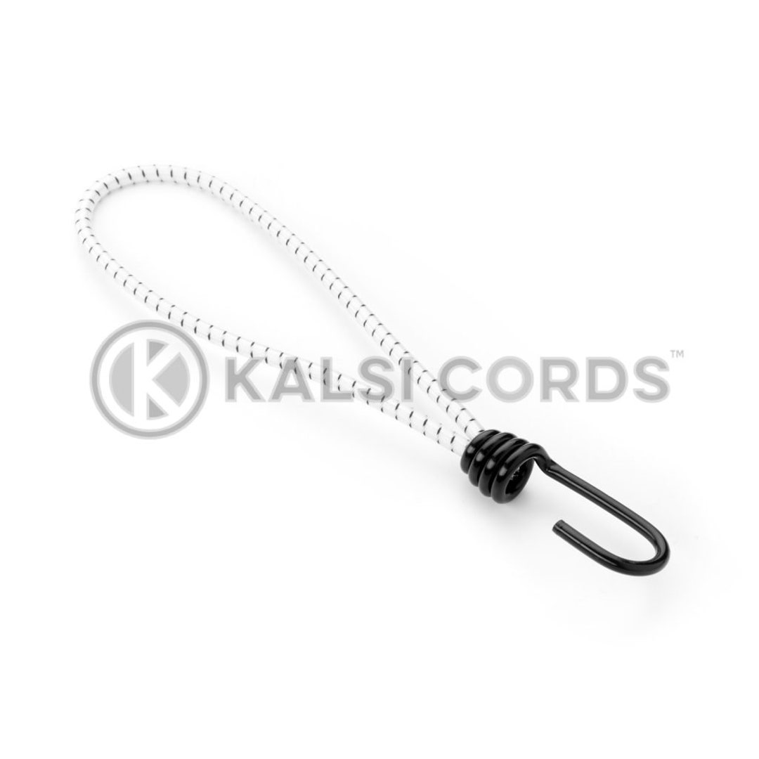 Elastic Metal Hook Loop Tie 5mm Round Bungee Shock Cord in White & Black  Fleck by Kalsi Cords UK Made in Britain -  Canada