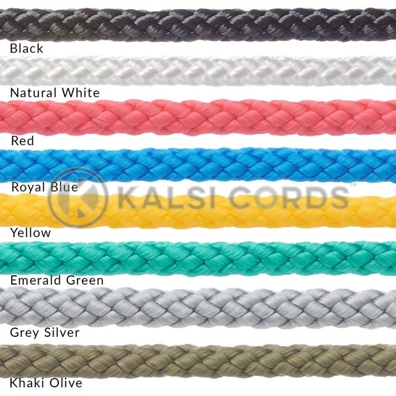 7mm Round Polypropylene Cord Strong Braided String Type Rope in 8 Colours  by Kalsi Cords UK Made in Britain 