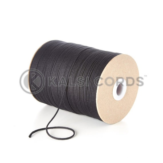 2mm Thin Tubular Braided 100% Cotton Cord in Black, White or Pink