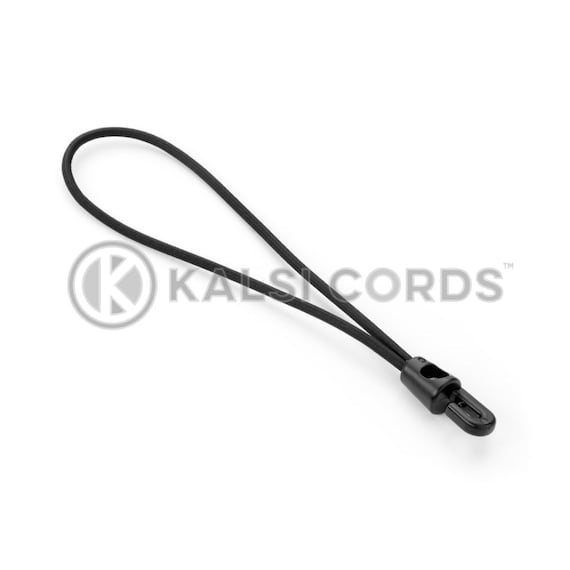 Elastic Mini Hook Loop Tie 4mm Round Bungee Shock Cord in Black