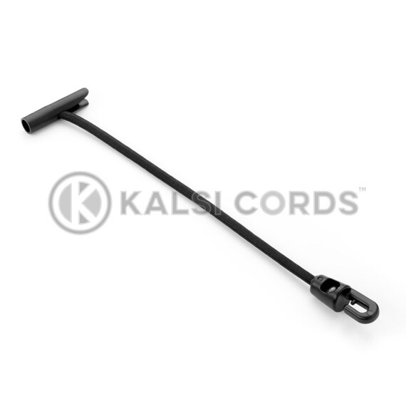 Elastic Mini Hook T Bar Tie 5mm Round Bungee Shock Cord in Black