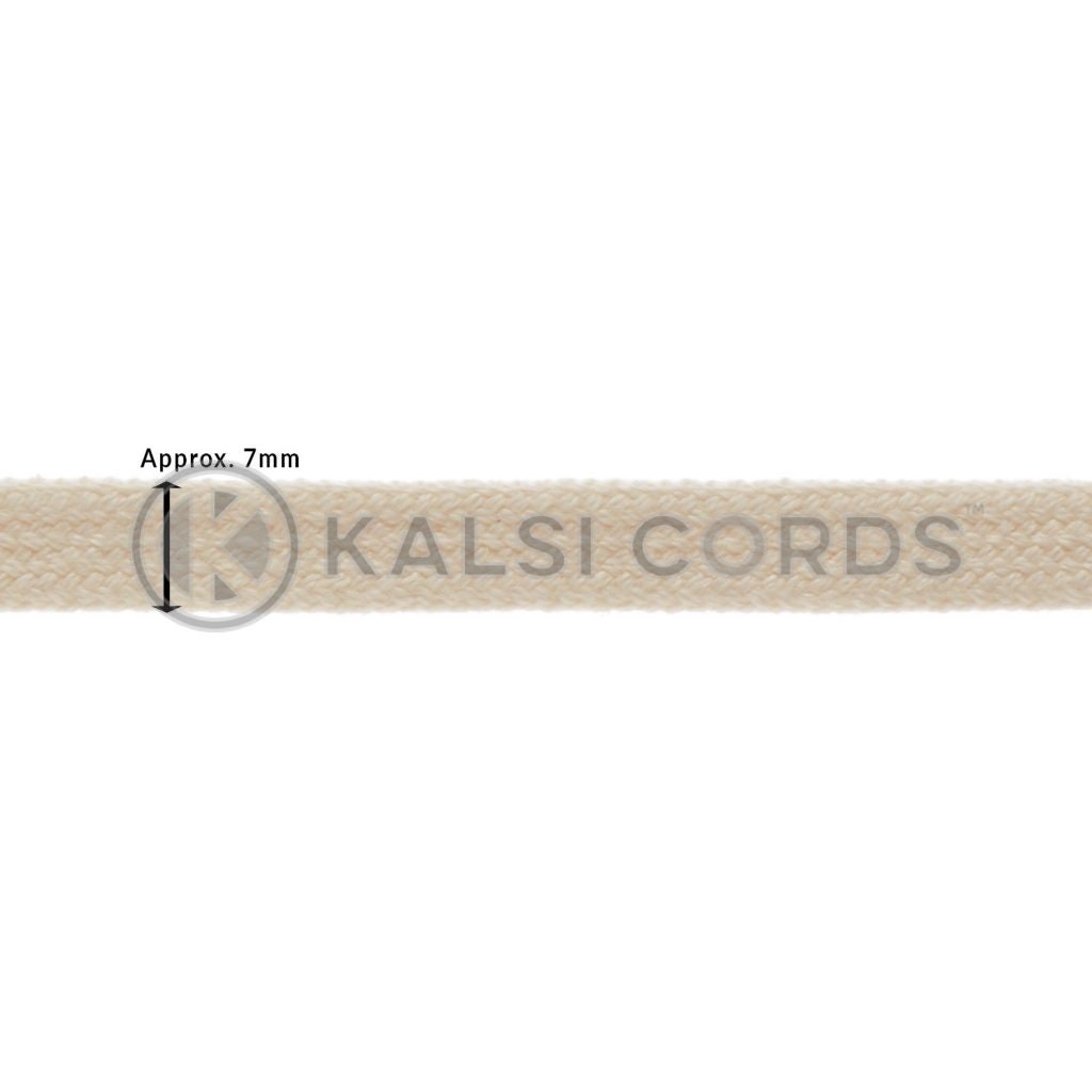 7mm Flat Cotton Tubular Braid Thin Drawstring Draw Cord Organic  Biodegradable Environmentally Friendly by Kalsi Cords UK Made in Britain 