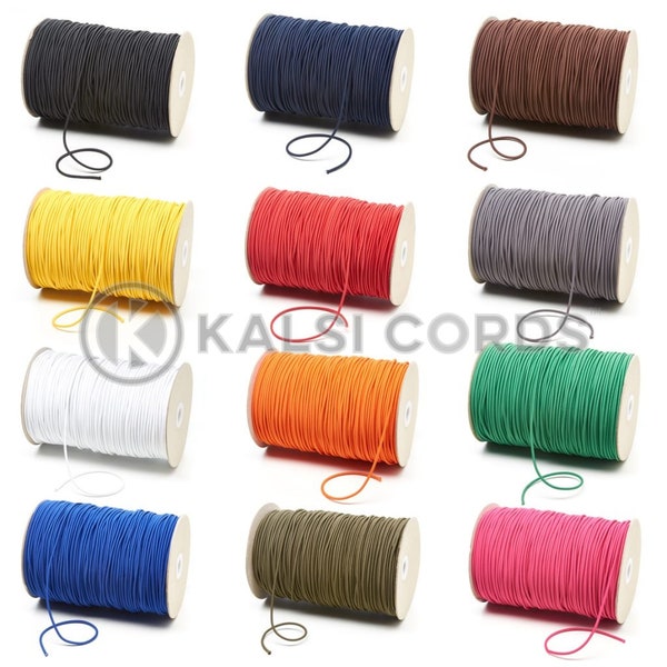 3mm Thin Fine Round Elastic Stretch Bungee Shock Cord in 12 Colours by Kalsi Cords UK - Made in Britain