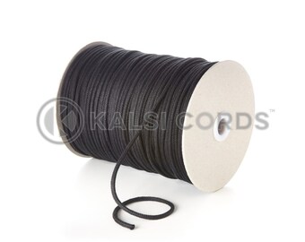 4mm Thin Round Braided 100% Cotton Cord in Black, White or Natural Un-Dyed by Kalsi Cords UK - Made in Britain