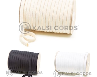 11mm Flat Cotton Tubular Braid Drawstring Draw Cord for Hoodies & Joggers Organic Bio Biodegradable Lace Trim par Kalsi Cords UK Made in Britain