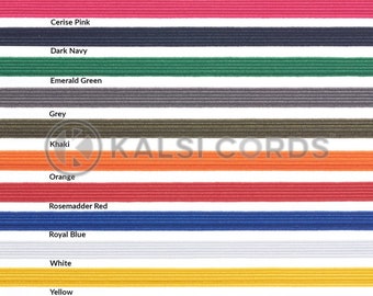 4mm 6 Cord Thin Flat Braided Elastic en 12 Colores por Kalsi Cords UK - Hecho en Gran Bretaña
