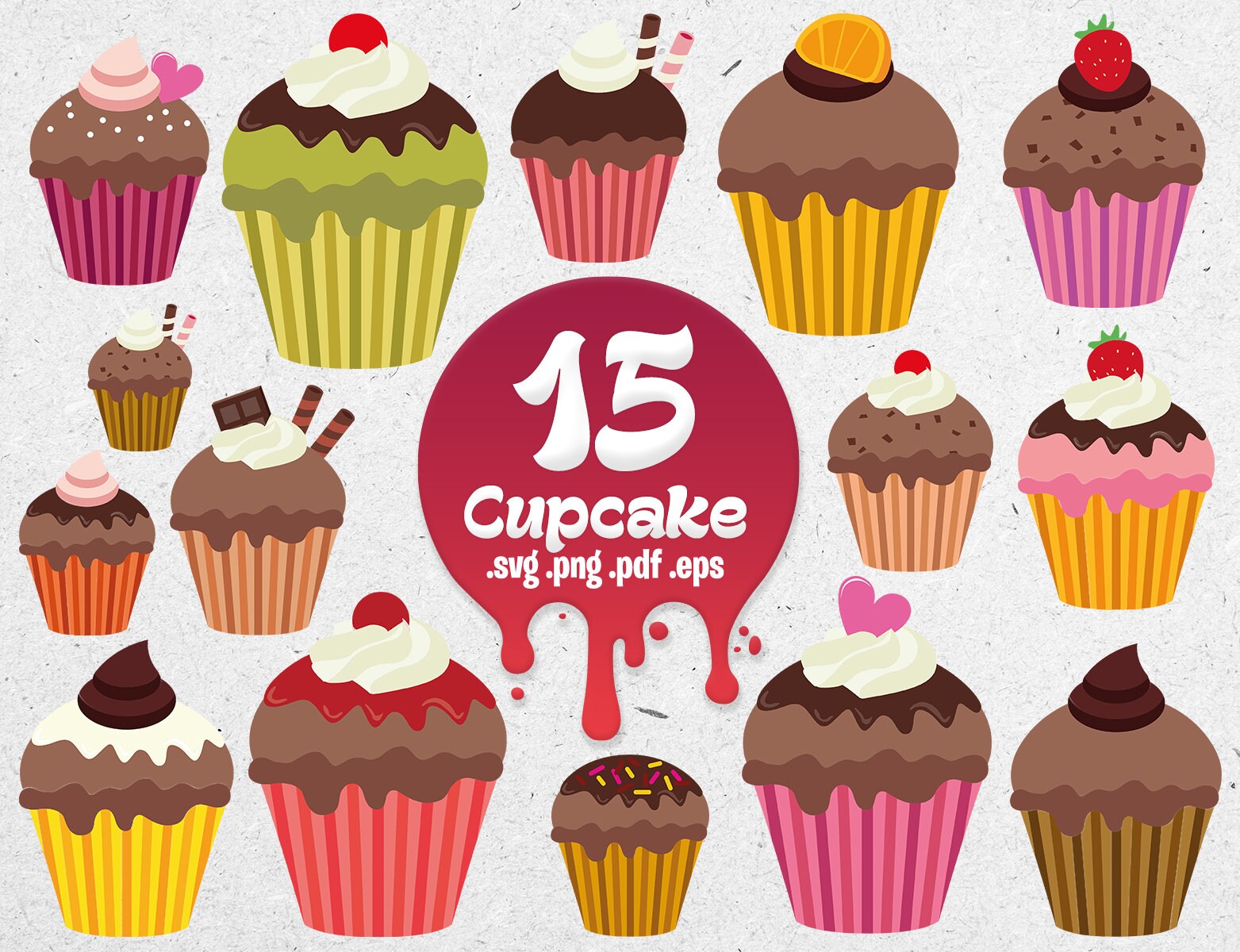 15 CUPCAKE clipart / cupcakes vector clipart / birthday Etsy