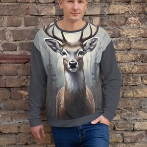 Sudadera unisex con estampado integral de ciervo de 10 puntos Buck