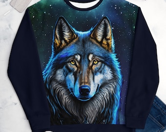 Night Wolf Allover Print Unisex Sweatshirt
