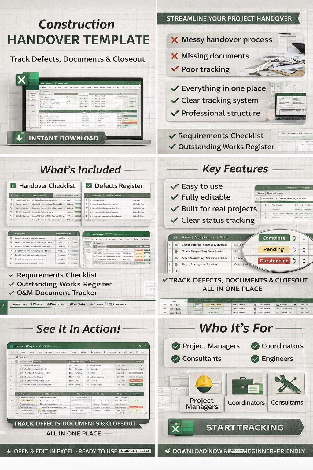 Project Performance Handover Template Professional Project Handover Template - Etsy