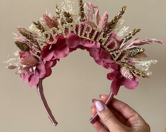 Happy birthday hair crown, happy birthday crown, birthday hair accessories, birthday Alice band, flower crown, happy birthday. Select colour