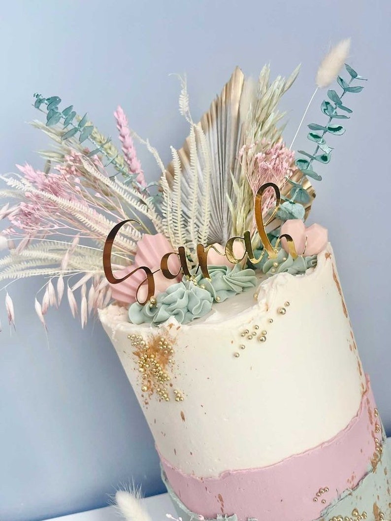 Baby Pink Cream Gold Sage Bakers Box Dried Flower Cake Etsy UK