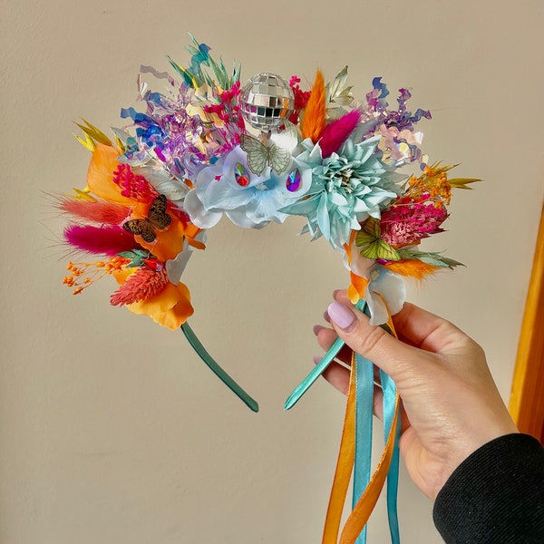 Couronnes de cheveux pour festival, couronne de fleurs pour festival, couronnes de fleurs, couronnes de fleurs lumineuses, serre-tête pour festival de musique, couronne de cheveux, couronnes de fleurs