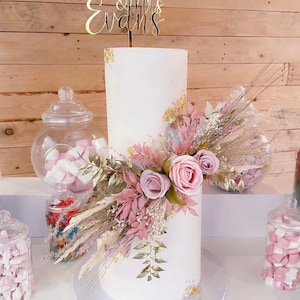 Focal blooms, dried flower wedding cake, dried flower focal flowers, christening cake. Birthday cake, cake toppers, dried flowers image 1