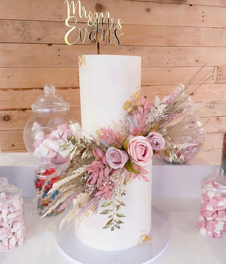 Focal blooms, dried flower wedding cake, dried flower focal flowers, christening cake. Birthday cake, cake toppers, dried flowers image 1