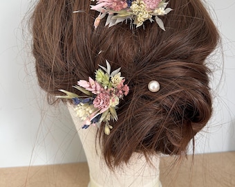 Rustic wedding hair comb, dried flower comb, dried flower hair slide, bridal hair slide, rustic wedding hair , floral wedding hair comb