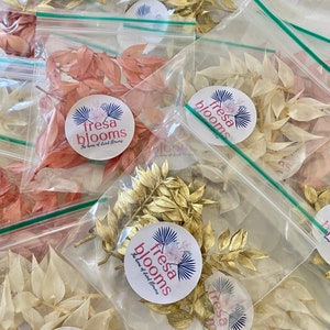 Cupcake ruscus bags, ruscus stems, cupcake toppers, white ruscus, gold ruscus, pink ruscus