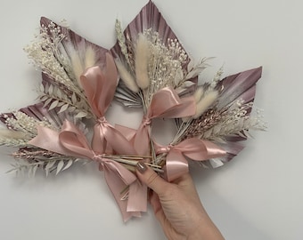 Metalic pink and white cake topper, dried flower cake, petite cake topper