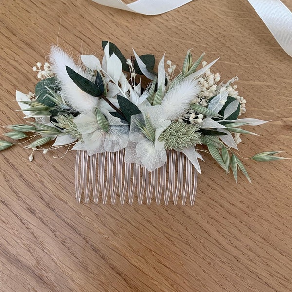 Peigne à fleurs séchées, peigne à cheveux d'eucalyptus, accessoire de cheveux à fleurs séchées, peigne à cheveux de mariée, peigne à cheveux à fleurs, barrette à fleurs à fleurs, mariage