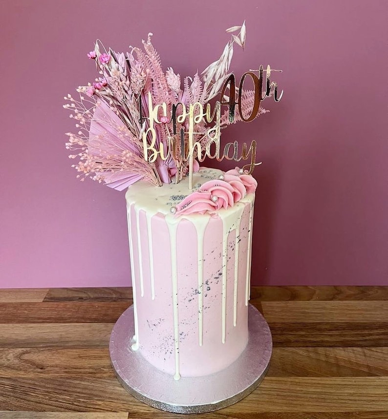 All Pink Bakers Box Dried Flower Cake Pink Dried Flower Cake Etsy