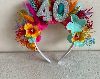 Diadema para el 30 cumpleaños, diadema de flores secas, 30 cumpleaños, ideas para cumpleaños, fiesta de 30 cumpleaños, 30, diadema para el cabello, diadema de flores secas