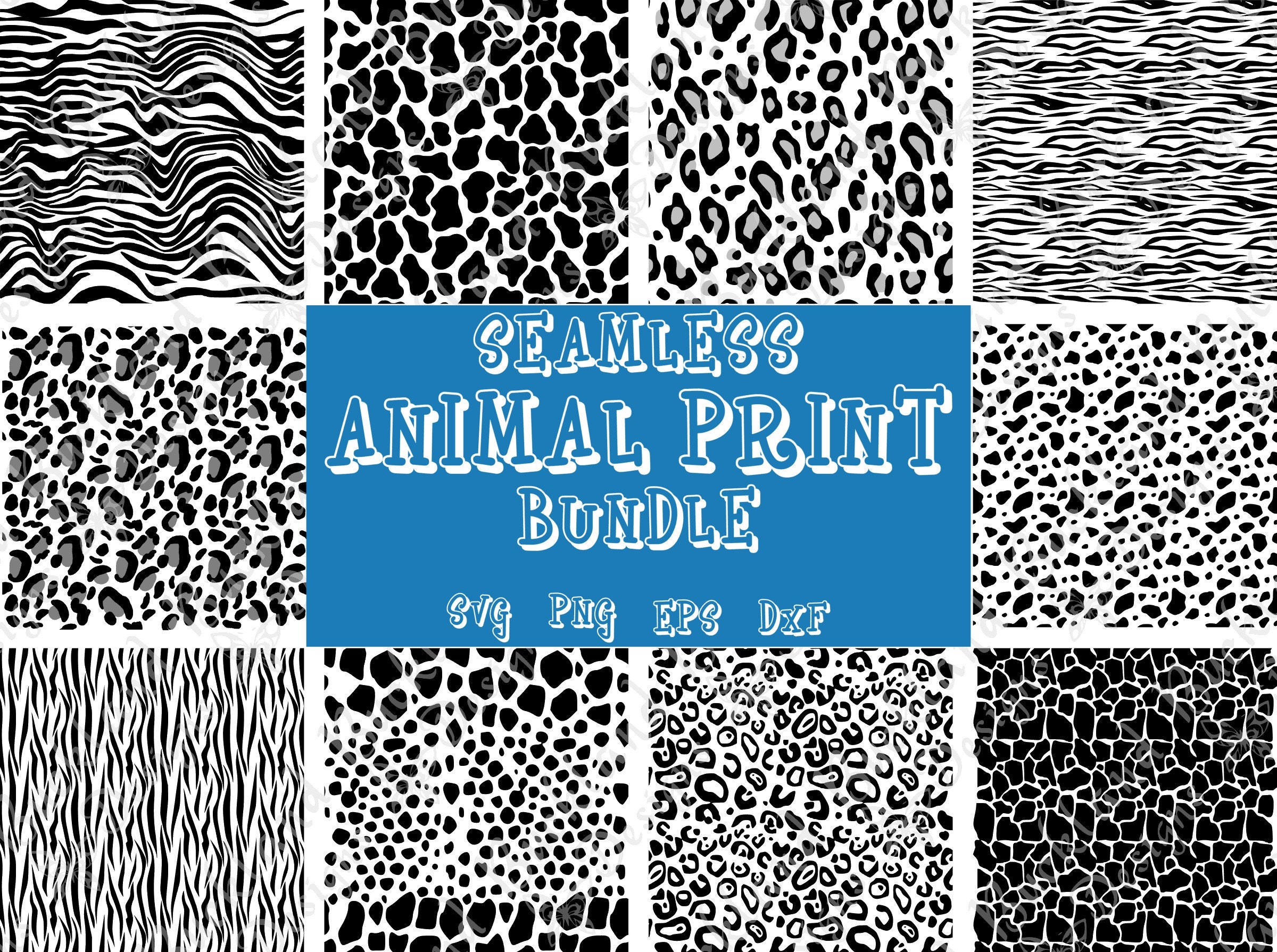 Animal Print Bundle | Seamless | Cheetah Print svg | Cheetah Print png | Cow Print svg | Cow Print png | Leopard Print svg | Leopard Print